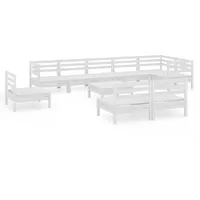 vidaXL 10-tlg. Garten-Lounge-Set Massivholz Kiefer Weiß