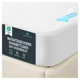TULENA Matratzenschoner 140x200 cm – Spannbettlaken 100% wasserdicht, atmungsaktiv & weich – Matratzenauflage mit Rundumgummi, Anti-Milben Matratzenschutz