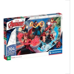 Clementoni® Puzzle Glitter - Marvel Avengers, 104 Puzzleteile