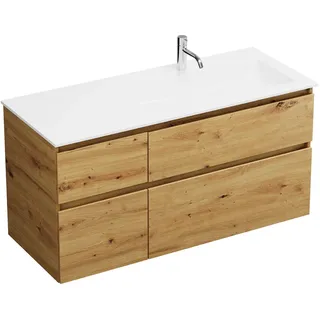 burgbad Lin20 Waschtischunterschrank mit Mineralguss-Waschtisch 122 cm, 4 Auszüge, rechts, Badmöbel,