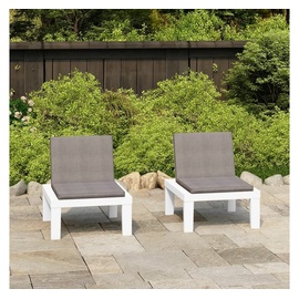 vidaXL Gartenstühle mit Auflagen 2 Stk. Kunststoff Weiß