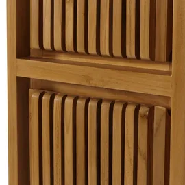Mendler Teak-Hochschrank HWC-M70, Badschrank, 2 Türen 5 Fächer, hochwertiges B-Grade-Teak (Kernholz, 20-30 Jahre) 181x41x35cm