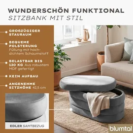 Blumtal Sitzbank Samt Grau 76 x 42 x 42,5 cm