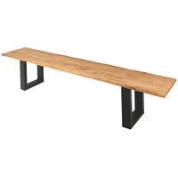 Loreno® Sitzbank Baumkante 200 cm Eichenholz massiv schwarz Enrico