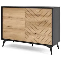 Höffner Sideboard, Schwarz, Eiche, 104x77x39 cm, Wohnzimmer, Kommoden &