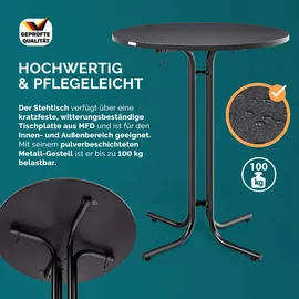 CASARIA Casaria® Stehtisch klappbar mit Husse 80cm Rund Hoch Stabil Metall Pulverbeschichtet Hochtisch Bistrotisch Grau