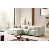 LeGer Home by Lena Gercke Ecksofa "PIARA mit Kedernaht, Cord, Leinenoptik o. Strukturstoff, Couch, L-Form", grün (hellgrün), B:267cm H:66cm T:167cm, 100% Polyester, LEGER HOME BY LENA GERCKE, Sofas, Ecksofa, wahlweise Ottomane rechts/links, schwarze Füße, bequemer Sitzkomfort