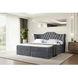 altdecor BOXBETT mit Matratze und Lattenrost, - VILA - 160x200 cm - H4 - Dunkelgrau