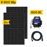 Balkonkraftwerk 900 Wp mit APsystems Mikro-Wechselrichter EZ1-M, Anschlusskabel und 2 Solarmodulen 450Wp Glas-Glas black frame (* 0% MwSt. gem. §12 Abs. 3 UstG)