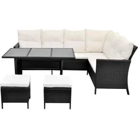 vidaXL Polyrattan Lounge-Set mit Auflagen 4-tlg. schwarz 43096