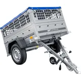Kompakter Anhänger Garden Trailer 150 KIPP 150x106 cm 750 kg mit Laubgitteraufsatz