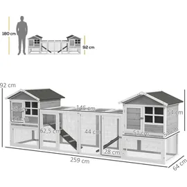 PawHut Kleintierstall 259 x 64 x 92 cm grau