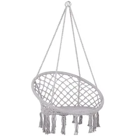 Beliani Makramee, grau Textil, 61x107x61 cm Gartenmöbel, Hängesessel