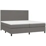 vidaXL Boxspringbett mit Matratze & LED Grau 200x200 cm Kunstleder