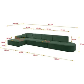 altdecor Ecksofa IREA-L3-v3 L-förmig Grün
