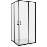 Beliani TELA Duschkabine mit Schiebetür 90 x 185 cm Schwarz Sicherheitsglas