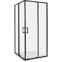 Beliani TELA Duschkabine mit Schiebetür 90 x 185 cm Schwarz Sicherheitsglas