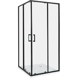 Beliani TELA Duschkabine mit Schiebetür 90 x 185 cm Schwarz Sicherheitsglas