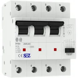 SEZ Fi-Schalter 25A 30mA 4p 10kA 0090683 FI-Schutzschalter 5425
