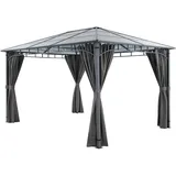 Tectake tectake® Gartenpavillon, mit Aluminiumgestell, pulverbeschichtet, lichtdurchlässiges Dach aus Polycarbonat-Platten, inklusive 8 Heringen