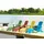 Beliani Fusshocker Gartenhocker 50 x 34 x 43 cm blau