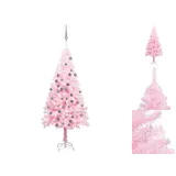 vidaXL Künstlicher Weihnachtsbaum mit LEDs Kugeln Rosa 120cm