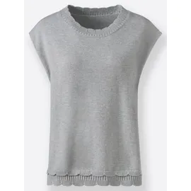 Inspirationen Pullunder "Pullunder", Damen, Gr. 48, grau (steingrau, meliert), 50% Viskose, 28% Polyester, 22% Polyamid, unifarben, Pullover