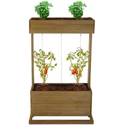 Hochbeet MCW-L72, Pflanzkasten Rankhilfe Pflanzkübel Blumenkasten, 145x85x50cm Outdoor Tanne Holz FSC, braun