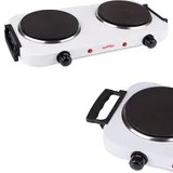 Grafner Grafner® Kochplatte doppelt 2000 Watt mit klappbaren Griffen Weiß KP10879
