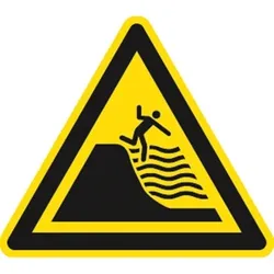 Schild Warnung vor steil abfallendem Strand ISO 20712-1, Alu, 400 mm SL