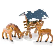 Hubrig Volkskunst GmbH Dekofigur Winterkinder Futterkrippe mit 3 Rehen 3-7 cm