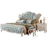 Xlmoebel Schlafzimmer-Set Luxuriöses Barock-Bett mit eleganten Verzierungen, (3 tlg.Schlafzimmer Set (Bett + 2x Nachttisch), Hergestellt in Europa blau