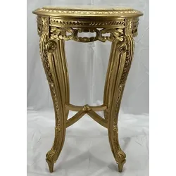 Casa Padrino Barock Beistelltisch Gold / Creme - Handgefertigter Antik Stil Massivholz Tisch mit Marmorplatte - Wohnzimmer Möbel im Barockstil - Antik Stil Möbel - Barock Einrichtung - Barock Möbel