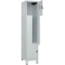 C+P Z-Spind Classic PLUS, Füßen, 2 Abteile, HxBxT 195x40x50cm, Sicherheitsdrehriegel, Hellgrau/Hellgrau von PROREGAL