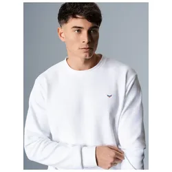 Sweatshirt TRIGEMA "TRIGEMA Sweatshirt in Waffeloptik", Herren, Gr. S, weiß, 100% Baumwolle, casual, Sweatshirts