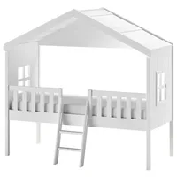 MID.YOU Hausbett Weiß, Holz, Kiefer, teilmassiv, Höhe ca. 20 cm, 90x200 cm, nicht verstellbar, Kinder- & Jugendzimmer, Kindermöbel, Kinderbetten, Hausbetten