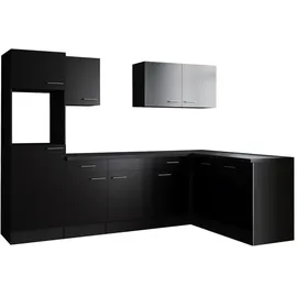 Respekta Winkelküche L-Form 280 cm Grau Schwarz