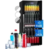 Klarstein Mini Kühlschrank mit Glastür, Mini-Kühlschrank für Zimmer, Getränkekühlschrank Klein mit Verstellbaren Ablagen, Kleiner Kühlschrank 242 Liter, Indoor/Outdoor Kühlschrank Leise