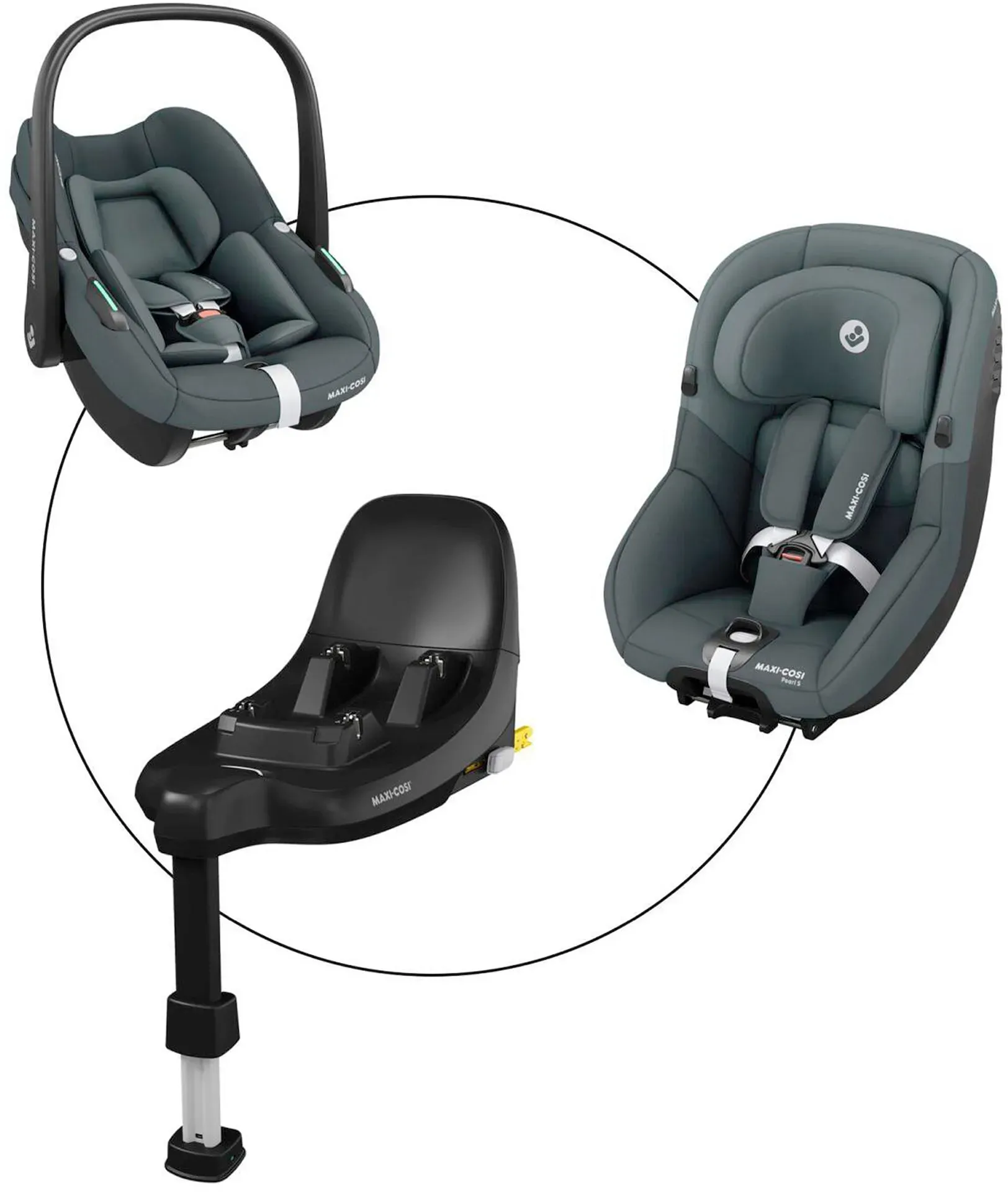 Maxi-Cosi Babyschale Pebble S inkl. Kindersitz Pearl und Isofix-Basis FamilyFix, grau