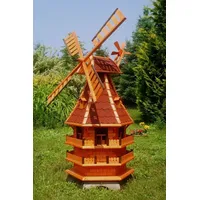 DSH DEKO SHOP HANNUSCH Gartenfigur XL Windmühle mit Solar-Beleuchtung - 1,5 Meter Höhe rot