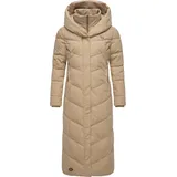 Ragwear Damen Wintermantel Warmer Steppmantel extralang, mit Kapuze Natalka Extralong Intl Taupe24 Gr. S - S