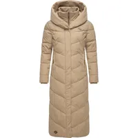 Ragwear Damen Wintermantel Warmer Steppmantel extralang, mit Kapuze Natalka Extralong Intl Taupe24 Gr. S - S