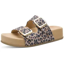 Marco Tozzi Damen Pantolette Textil weiches Feel Me Fußbett weiches Innenfutter Modisch, beige (Leo Dune), 39 EU