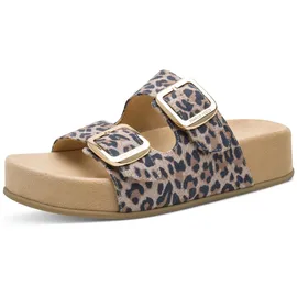 Marco Tozzi Damen Pantolette Textil weiches Feel Me Fußbett weiches Innenfutter Modisch, beige (Leo Dune), 39 EU