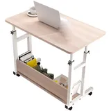 ARyako Schreibtisch Höhenverstellbar, Computertisch Mit 4 Rollen,Gaming Tisch Platzsparender Laptoptisch Mit Tastaturauszug Und Regal, PC Tisch,80X40cm