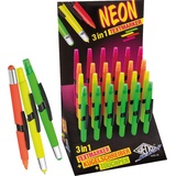 Wedo Eingabestift 3-in-1 NEON, 24er Display Touchpen, Kugelschreiber & Textmarker in einem, sortiert in