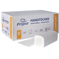 Fripa Papierhandtücher COMFORT, V-Falz, 25 x 23 cm, 2-lagiges Handtuchpapier aus 100% Zellstoff, 1 Palette = 28 Kartons à 3200 Blatt = 89600 Blatt