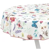 ANRO Tischdecke Schmetterlinge abwaschbar Wachstuch pflegeleicht wasserabweisend (Einzelstück 1-tlg), Schmutzabweisend Romantik Bunt Oval 260x140cm Gartentischdecke bunt Oval | 140 cm x 260 cm