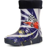Ladeheid Kinder Mädchen Jungen Gummistiefel Gefüttert Swk36 (Dunkelblau Auto 36, 31/32 EU)