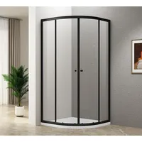 Aqualine Komplettdusche ARLETA BLACK Viertelkreis- Duschkabine 800x800mm, Klarglas, BxT: 80x80 cm, Aqualine-BLS800